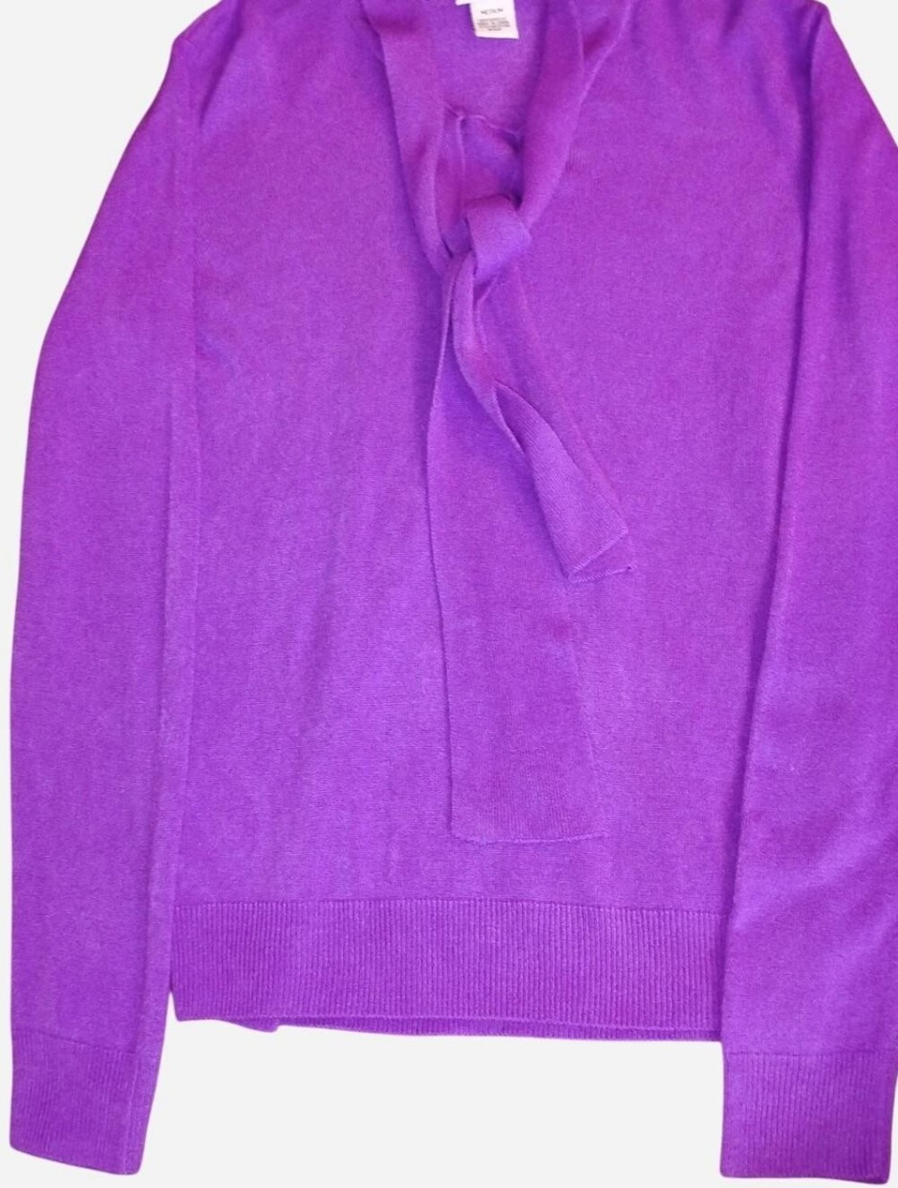 BFA Classics Purple Tie-Neck Sweater | Women’s Medium | Long Sleeve Knit Top